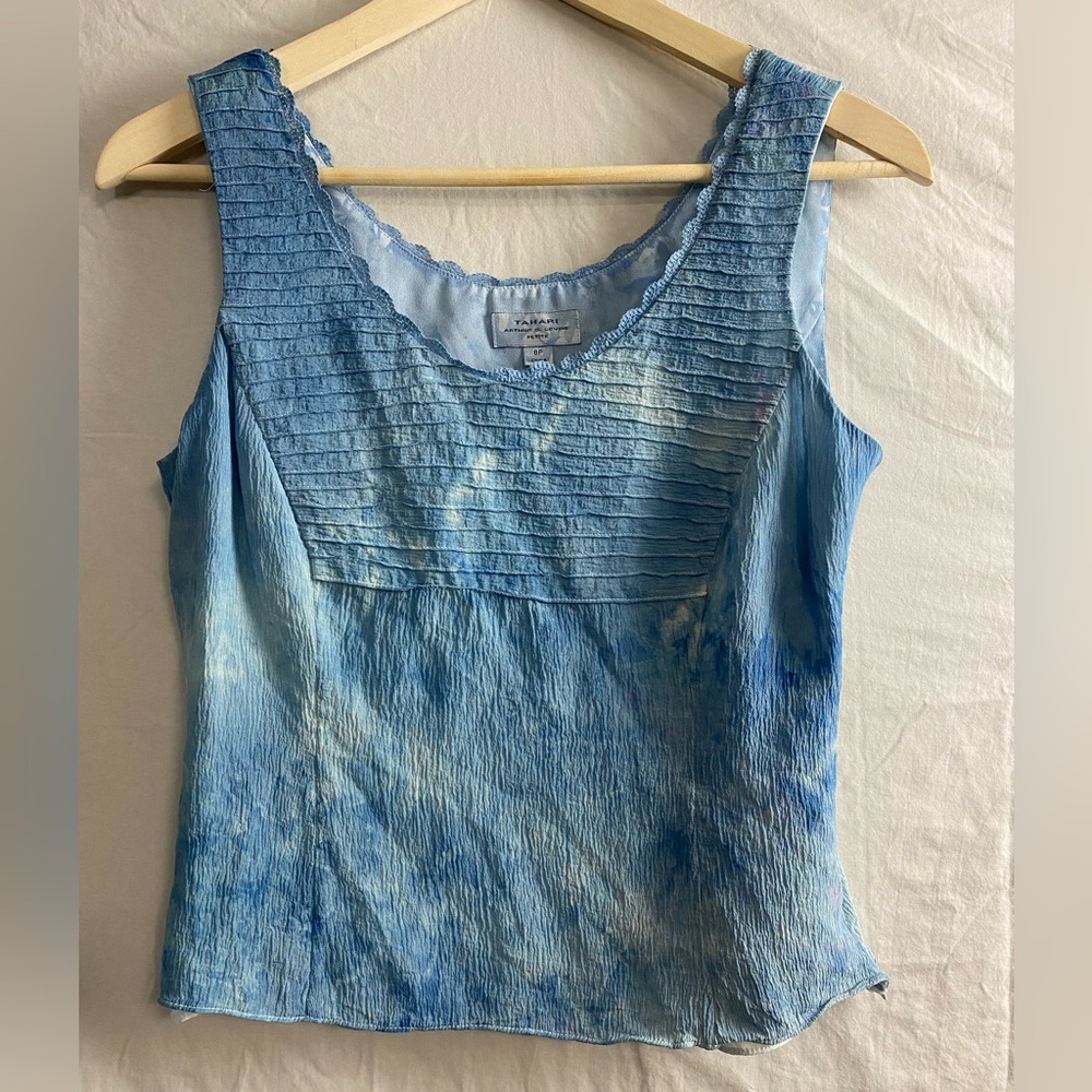 Tahari silk camisole dyed indigo